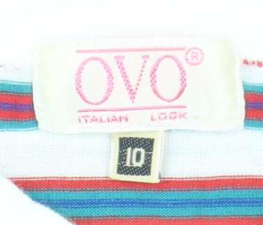 OVO Multicoloured Striped Boys T-Shirt Size 14 Casual Style