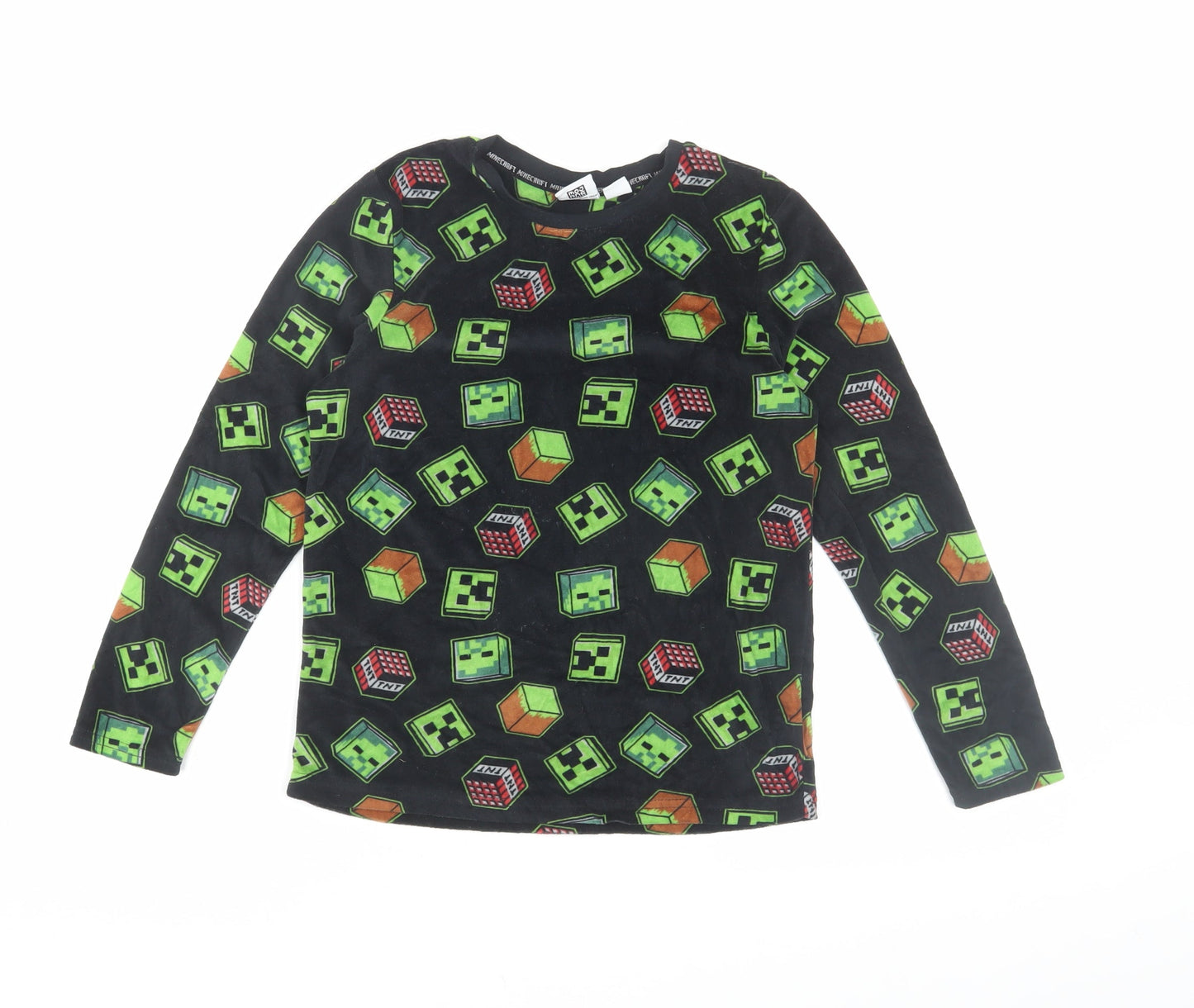 Minecraft Boys Black Pyjama Top 9-10 Years Graphic Print
