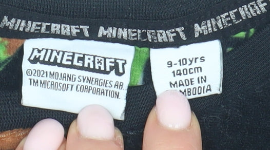 Minecraft Boys Black Pyjama Top 9-10 Years Graphic Print