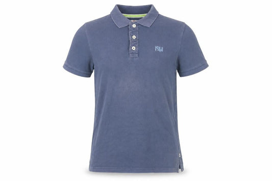 Front view of johnnie b unisex blue polo shirt -, size L, classic style
