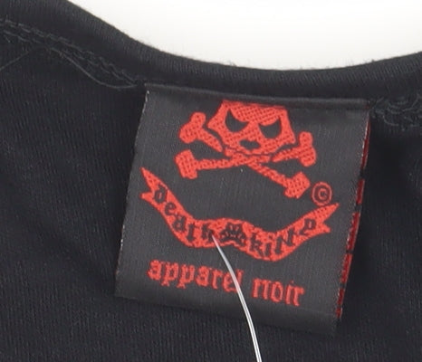 Death Kitty Black Sleeveless Top Size 16