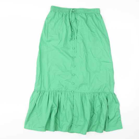 Marks and Spencer Green Midi Button Skirt - Size 6