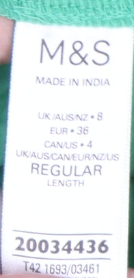 Marks and Spencer Women's Green Cotton Skirt, Size 8