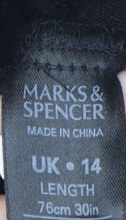Marks and Spencer Women's Black A-Line Skirt, Size 14