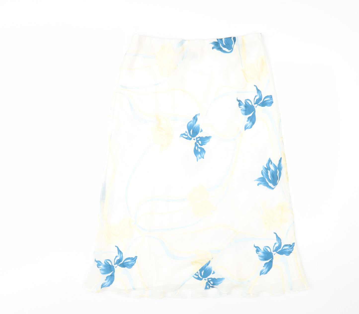Just Elegance Women White Floral Midi Pencil Skirt