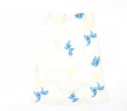 Just Elegance Women White Floral Midi Pencil Skirt