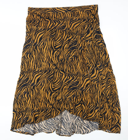 M&Co Women's Brown Animal Print A-Line Midi Skirt 18