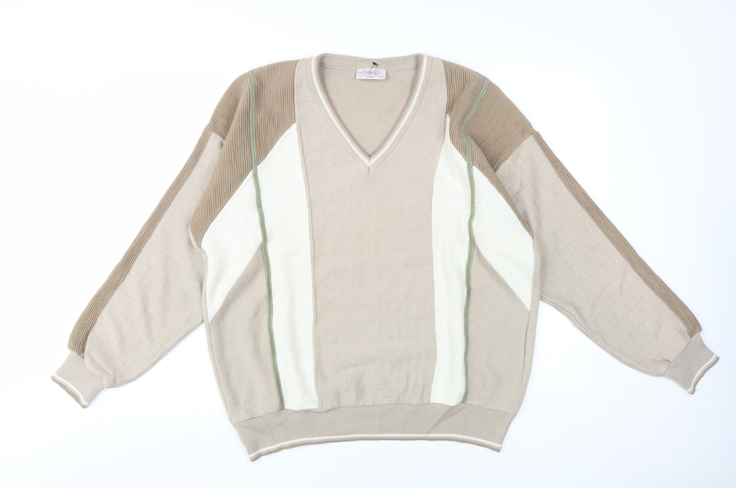 Gabicci Men's Beige V-Neck Pullover Jumper 2XL