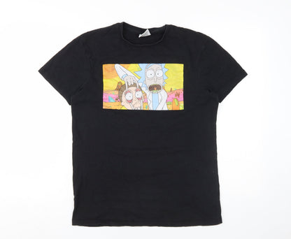 Rick and Morty Unisex Black T-Shirt M, Cartoon Lover's Choice