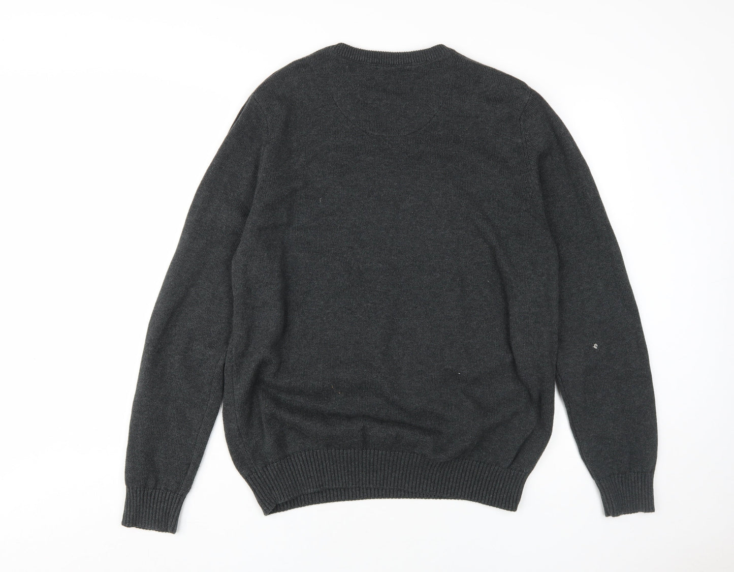 Maine New England Men's Grey V-Neck Wool Jumper L