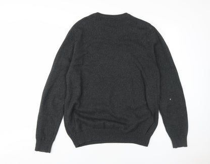 Maine New England Men's Grey V-Neck Wool Jumper L