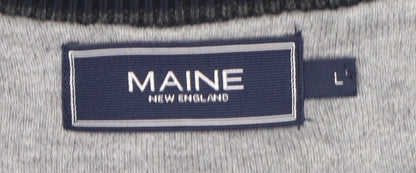 Maine New England Men's Grey V-Neck Wool Jumper L