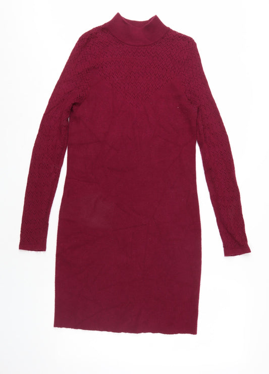 Paraphrase Women's Red High Neck Sheath Dress S