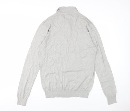 Brave Soul Men's Grey Long Sleeve Polo L