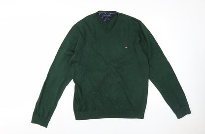Tommy Hilfiger Men’s Green Pullover V-Neck Jumper XL