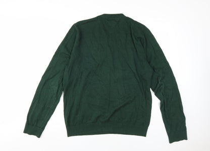 Tommy Hilfiger Men’s Green Pullover V-Neck Jumper XL