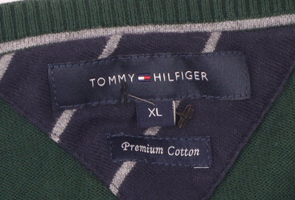 Tommy Hilfiger Men’s Green Pullover V-Neck Jumper XL