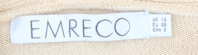 Womens UK Size 10 Emreco Beige Jumper Jumper