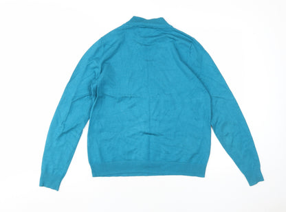 Bassini Women's Blue Mock Neck Pullover Jumper