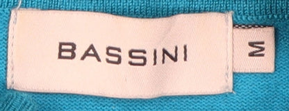 Bassini Women's Blue Mock Neck Pullover Jumper