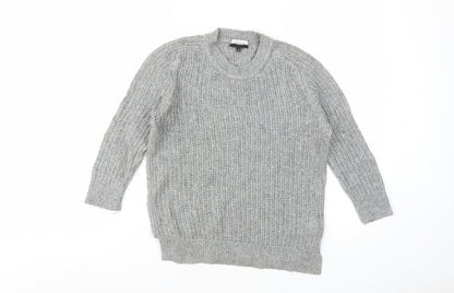 Jaeger Women's Grey Open-Knit Pullover Jumper M
