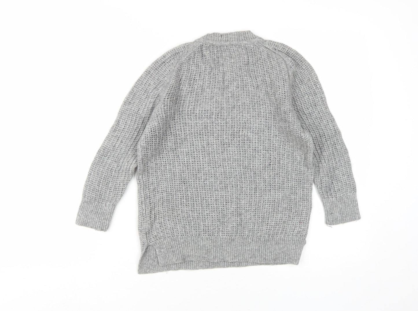 Jaeger Women's Grey Open-Knit Pullover Jumper M