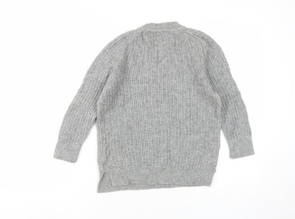 Jaeger Women's Grey Open-Knit Pullover Jumper M