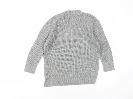 Jaeger Women's Grey Open-Knit Pullover Jumper M