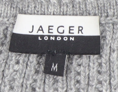 Jaeger Women's Grey Open-Knit Pullover Jumper M