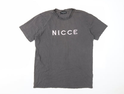 Nicce Men's Grey Medium Crew Neck Logo T-Shirt