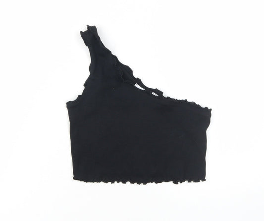 Womens UK Size 12 COLLUSION Black Cropped Tank