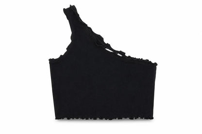 Womens UK Size 12 COLLUSION Black Cropped Tank