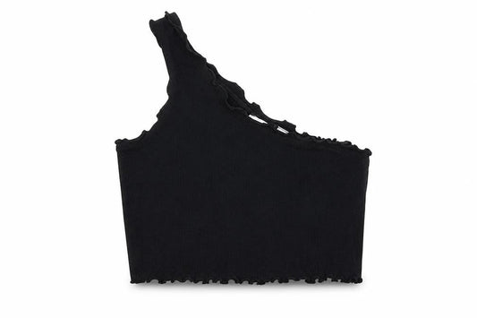 Womens UK Size 12 COLLUSION Black Cropped Tank