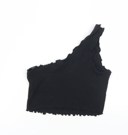 Womens UK Size 12 COLLUSION Black Cropped Tank