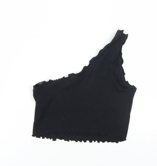 Womens UK Size 12 COLLUSION Black Cropped Tank