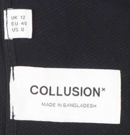 Womens UK Size 12 COLLUSION Black Cropped Tank