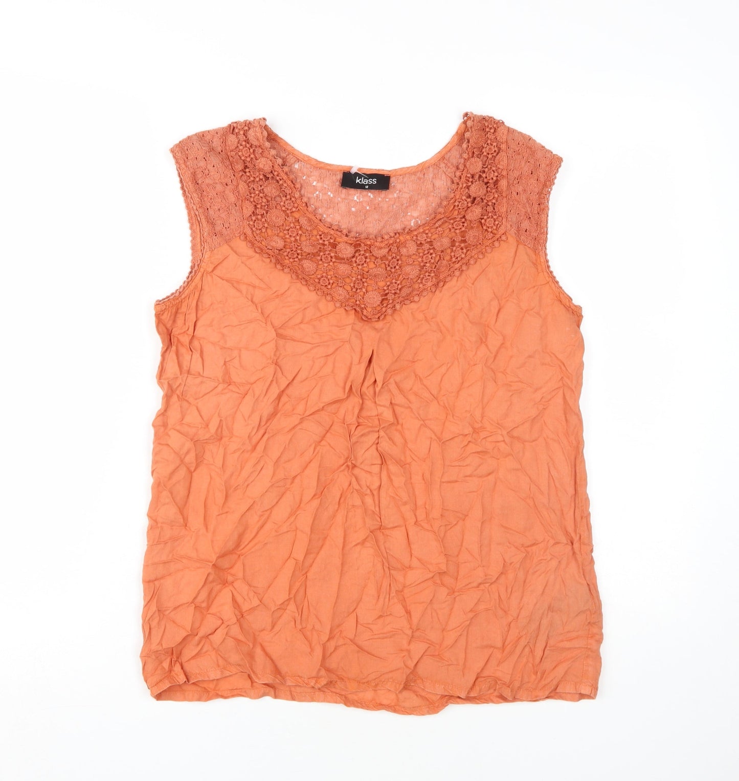 Womens UK Size 12 Klass Orange Basic Blouse