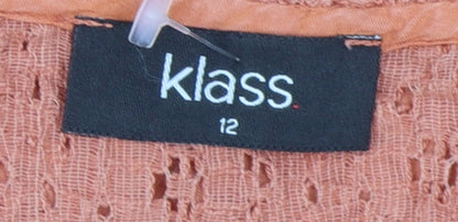Womens UK Size 12 Klass Orange Basic Blouse