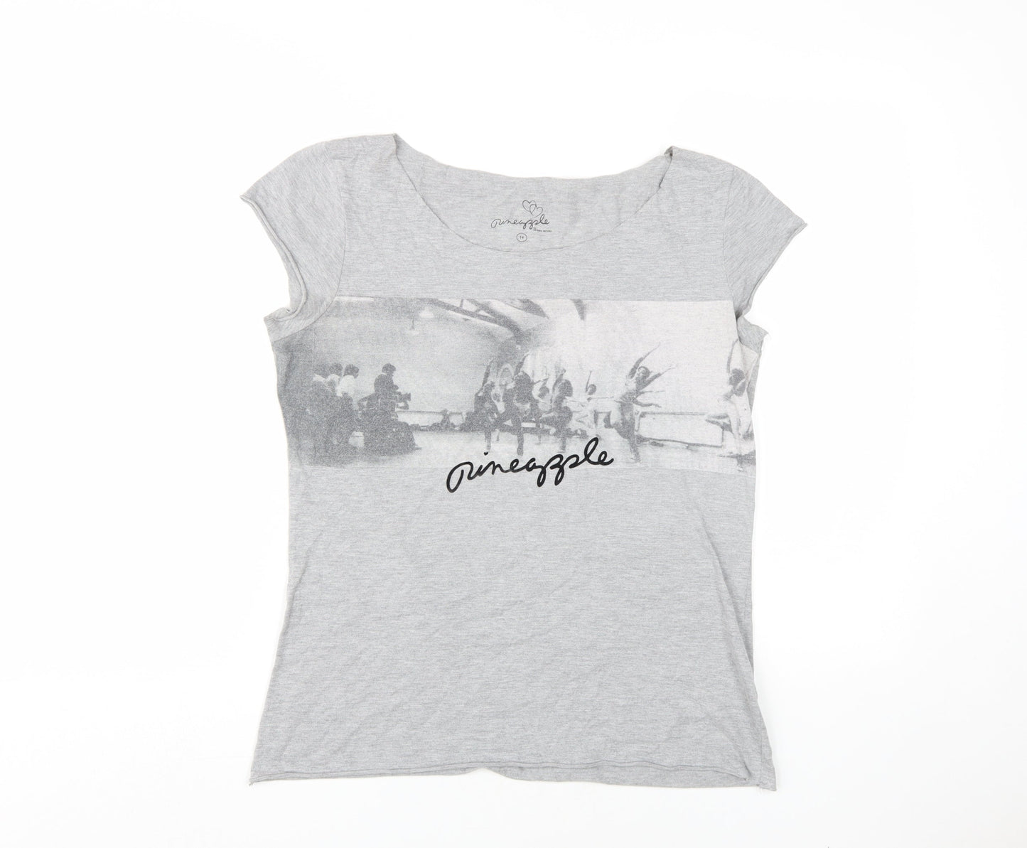 Pineapple Women's Grey Scoop Neck T-Shirt, Size 14