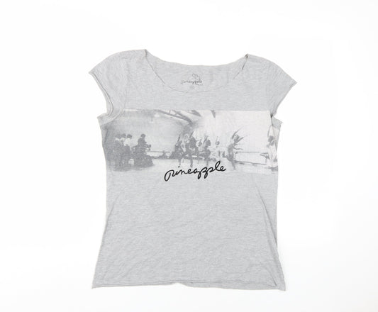 Pineapple Women's Grey Scoop Neck T-Shirt, Size 14