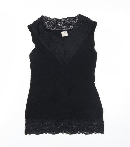 Womens UK Size 1 Post Card Black Basic Tank