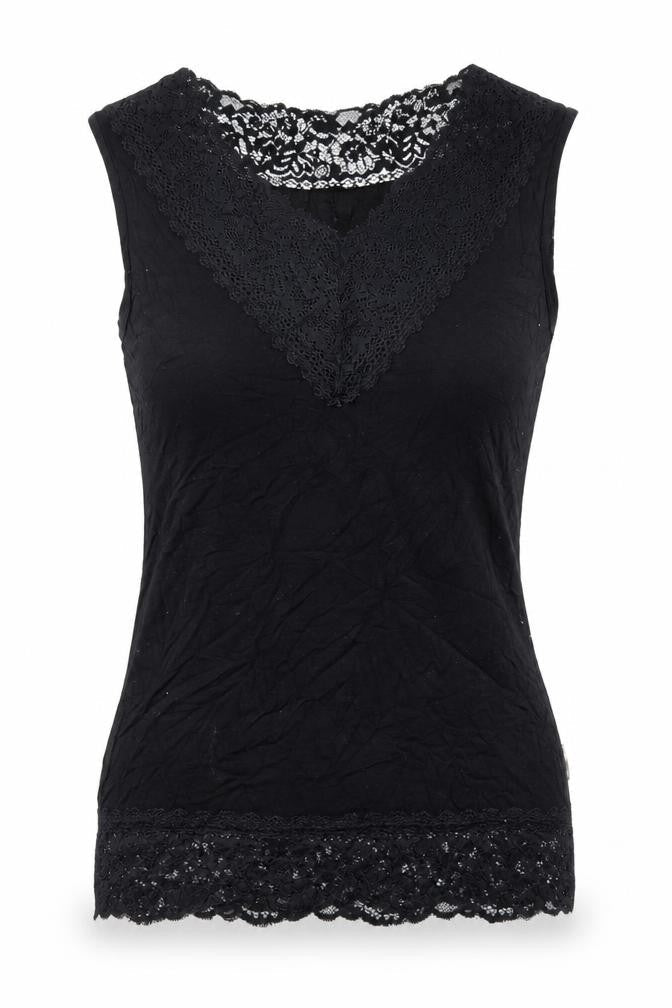 Womens UK Size 1 Post Card Black Basic Tank