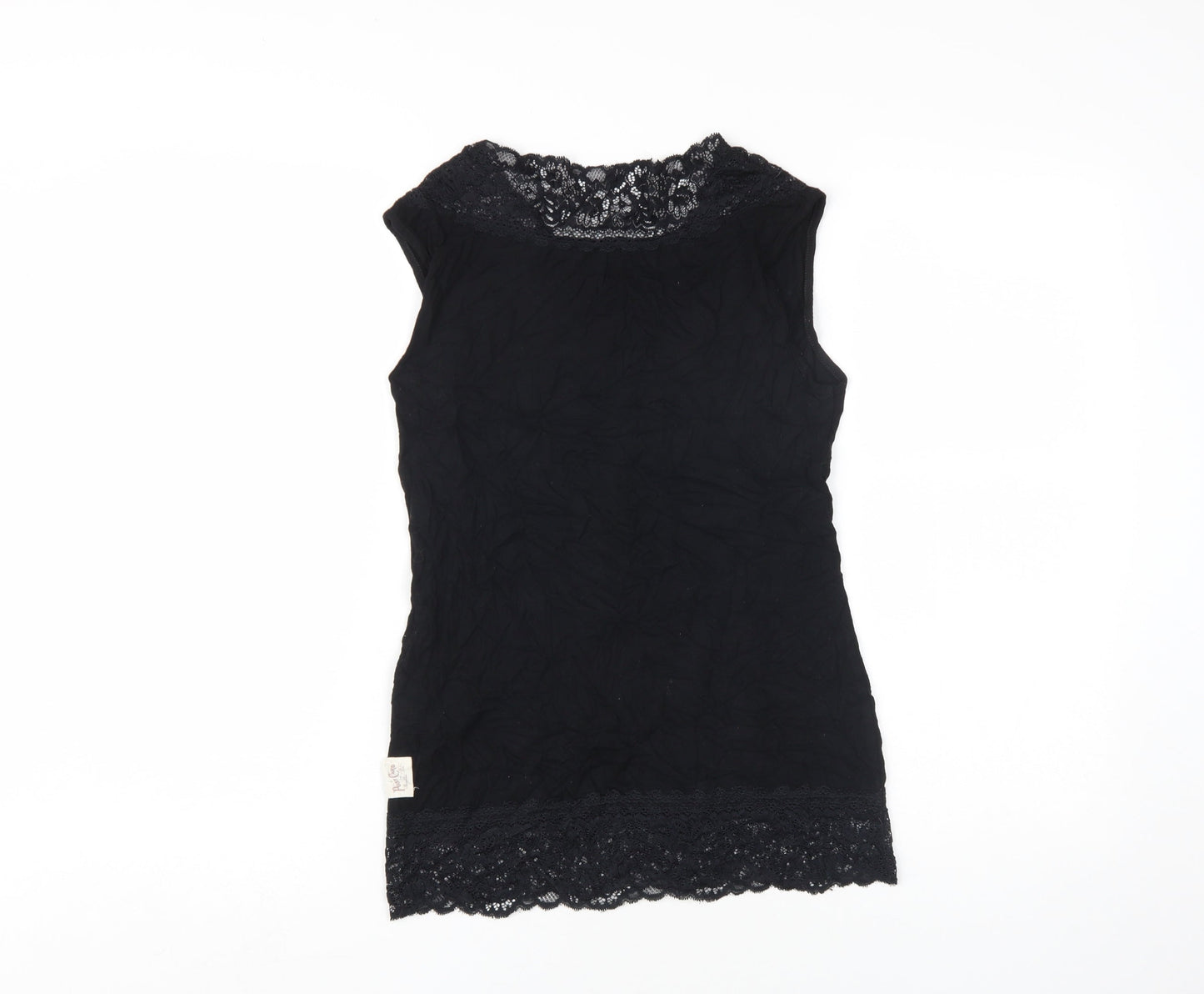 Womens UK Size 1 Post Card Black Basic Tank