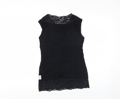 Womens UK Size 1 Post Card Black Basic Tank