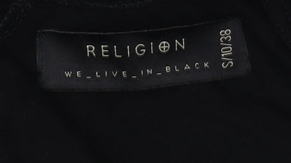 Womens UK Size S Religion Black Wrap Blouse