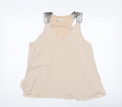 Womens UK Size 12 River Island Beige Basic Tank