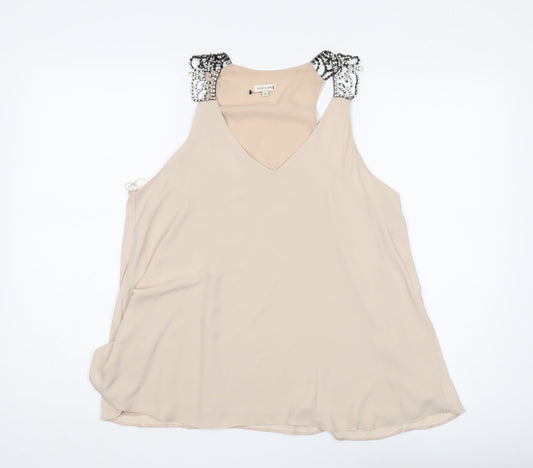Womens UK Size 12 River Island Beige Basic Tank