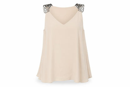 Womens UK Size 12 River Island Beige Basic Tank