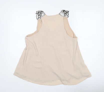 Womens UK Size 12 River Island Beige Basic Tank