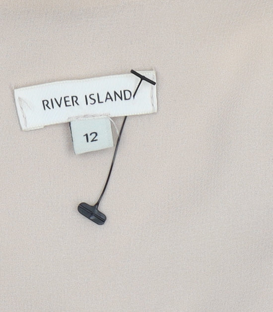 Womens UK Size 12 River Island Beige Basic Tank